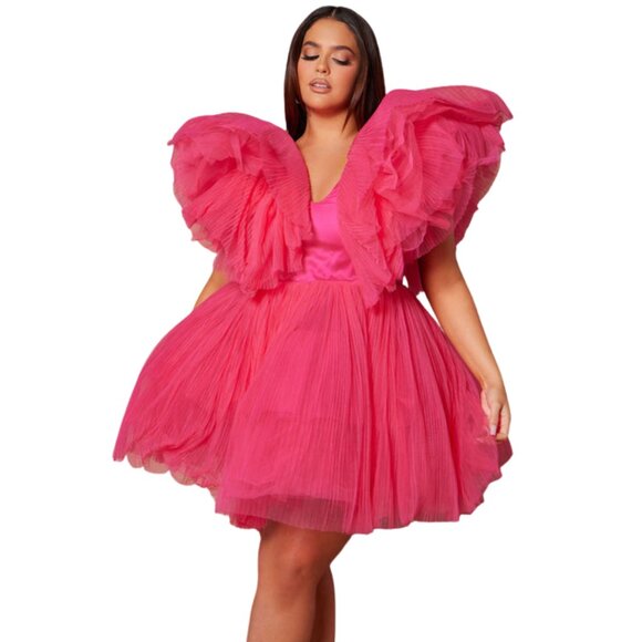 Nova Luxe Campy Pink Tulle Mini Dress NWT - Picture 1 of 6